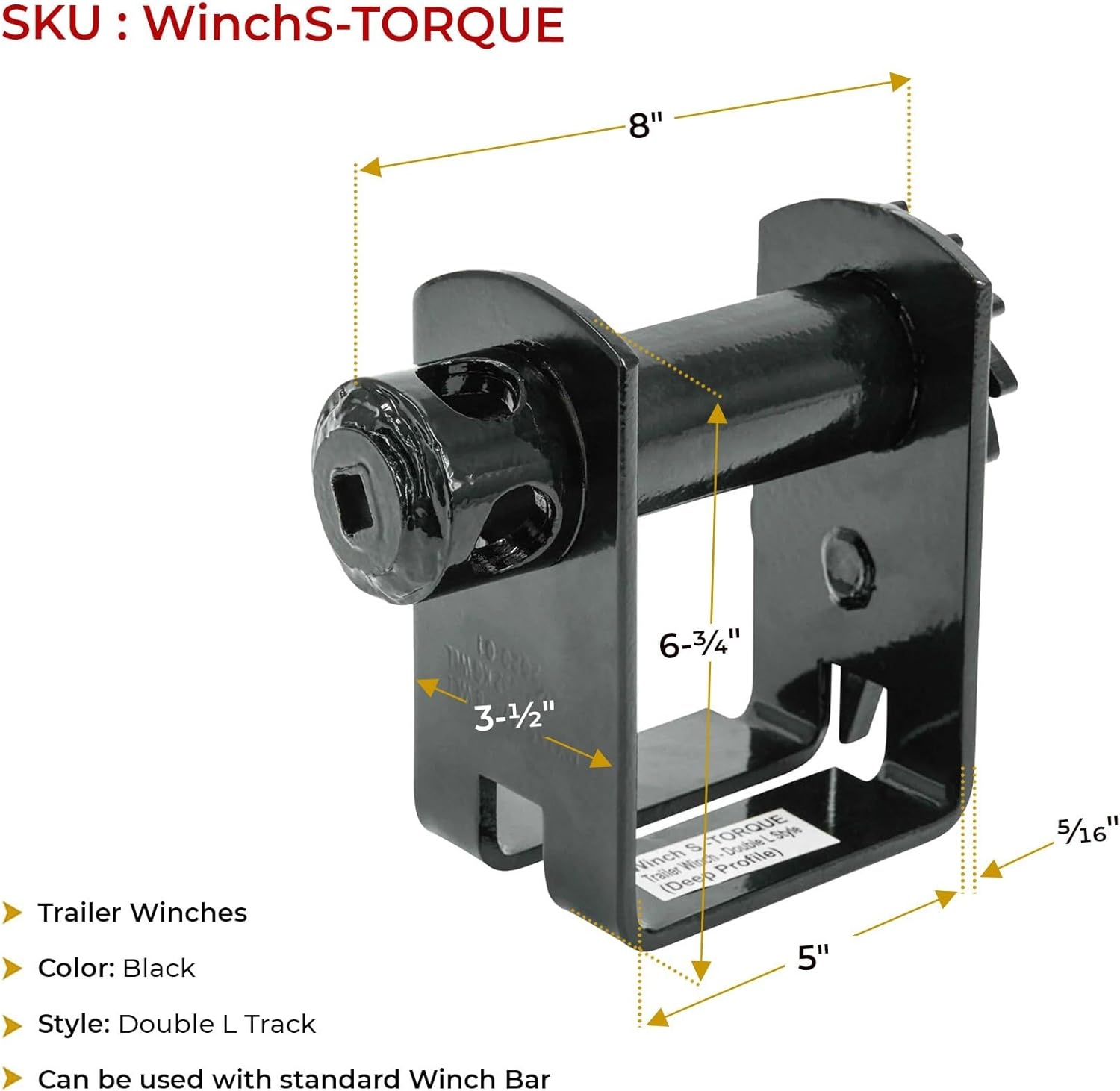 image:imageMytee Products 4 Pack Trailer Winch for Double L Track  Higher 6670 lbs WLL  Torque Drive Winch for Standard LL Tracks  12 Socket for 12 Torque Wrench4  Pack