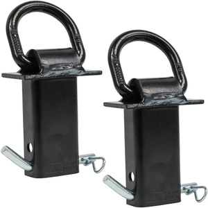 image:imageMytee Products Heavy Duty Adjustable Trailer Stake Pocket Small 58 Forged D Ring Black Powder Coated w 12 Hitch Pin Load limit 5400 lbs 2 Adjustable Holes  Stake Pocket DRing Tie Down Utility2  Pack