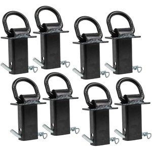 image:imageMytee Products Heavy Duty Adjustable Trailer Stake Pocket Small 58 Forged D Ring Black Powder Coated w 12 Hitch Pin Load limit 5400 lbs 2 Adjustable Holes  Stake Pocket DRing Tie Down Utility8  Pack