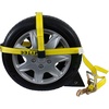 image:imageMytee Products 4 Pack 2x144 Car Tie Down Straps wRatchet Snap Hooks amp 33 Over The Wheel Tire Straps  3333 LBS WLL Heavy Duty Tire Straps for Car Trailer  High Visibility Green WebbingYellow