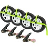image:imageMytee Products 4 Pack 2x144 Car Tie Down Straps wRatchet Snap Hooks amp 33 Over The Wheel Tire Straps  3333 LBS WLL Heavy Duty Tire Straps for Car Trailer  High Visibility Green WebbingHigh Visibility Green