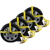 image:imageMytee Products 4 Pack 2x144 Car Tie Down Straps wRatchet Snap Hooks amp 33 Over The Wheel Tire Straps  3333 LBS WLL Heavy Duty Tire Straps for Car Trailer  High Visibility Green WebbingYellow