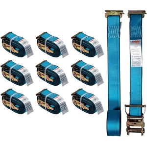 image:imageMytee Products 10 Pack 2 x 20 E Track Straps wSpring EFittings  Blue Ratchet Etrack Straps wHeavy Duty 4000 lbs Breaking Strength for Enclosed Trailers Trucks amp Vans10  Pack