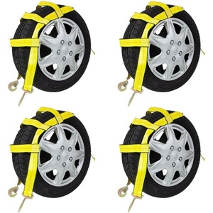 image:imageMytee Products 4 Pack Tow Dolly Wheel Net Basket Straps wSnap Hooks Auto Tie Down No Ratchet4  Pack