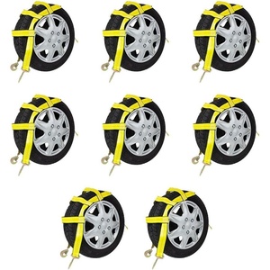 image:imageMytee Products 4 Pack Tow Dolly Wheel Net Basket Straps wSnap Hooks Auto Tie Down No Ratchet8  Pack