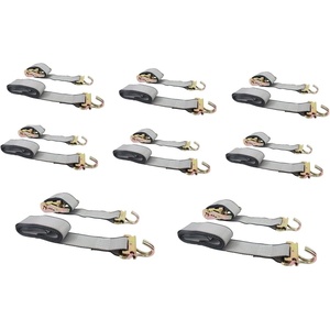 image:imageMytee Products 8 Pack 2 x 12 E Track Ratchet Straps with J Hook amp Spring EFittings 3000 lbs  Grey Heavy Duty Etrack Ratchet Tie Down Strap for Enclosed Trailers Trucks amp Vans8  Pack