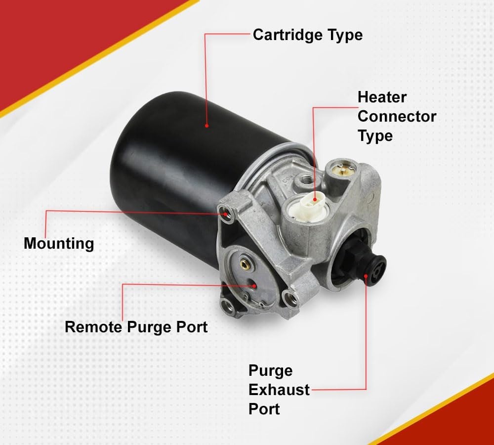 image:imageMytee Products 2  Pack 1107x562 Air Dryer System Purge Type 12V  90W Replaces Bendix 800887 065691 109872 800887BXW Haldex 109991X Meritor R955109991 R9558008872  Pack