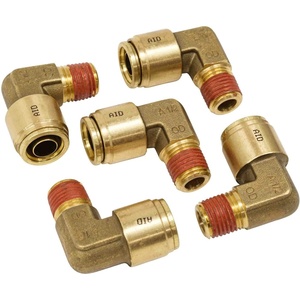 image:imageMytee Products 5 Pack DOT Brass Push to Connect Fitting Elbow  14 Tube OD x 14 NPT Air Brake Line Fittings  90 Degree Male Quick Fitting Connectors  for Nylon Air Line Brake Tube12 Tube x 14 NPT