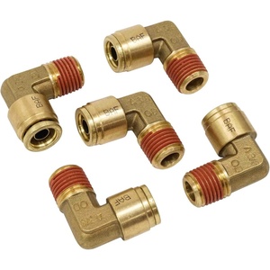 image:imageMytee Products 5 Pack DOT Brass Push to Connect Fitting Elbow  14 Tube OD x 14 NPT Air Brake Line Fittings  90 Degree Male Quick Fitting Connectors  for Nylon Air Line Brake Tube14 Tube x 14 NPT