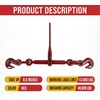 image:imageMytee Products 4 Pack Ratchet Binder 1258 fits 12 Chain Flatbed Binders 13000 WLLRed