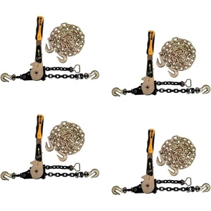 image:imageMytee Products 4 Pack Grade 70 38 Chain amp Easy Binder Kit  2 3812 Easy Ratcheting Chain Load Binder amp 2 38x20 G70 Transport Chain wGrab Hooks  6600 lbs WLL for Truck Trailer Tie Down
