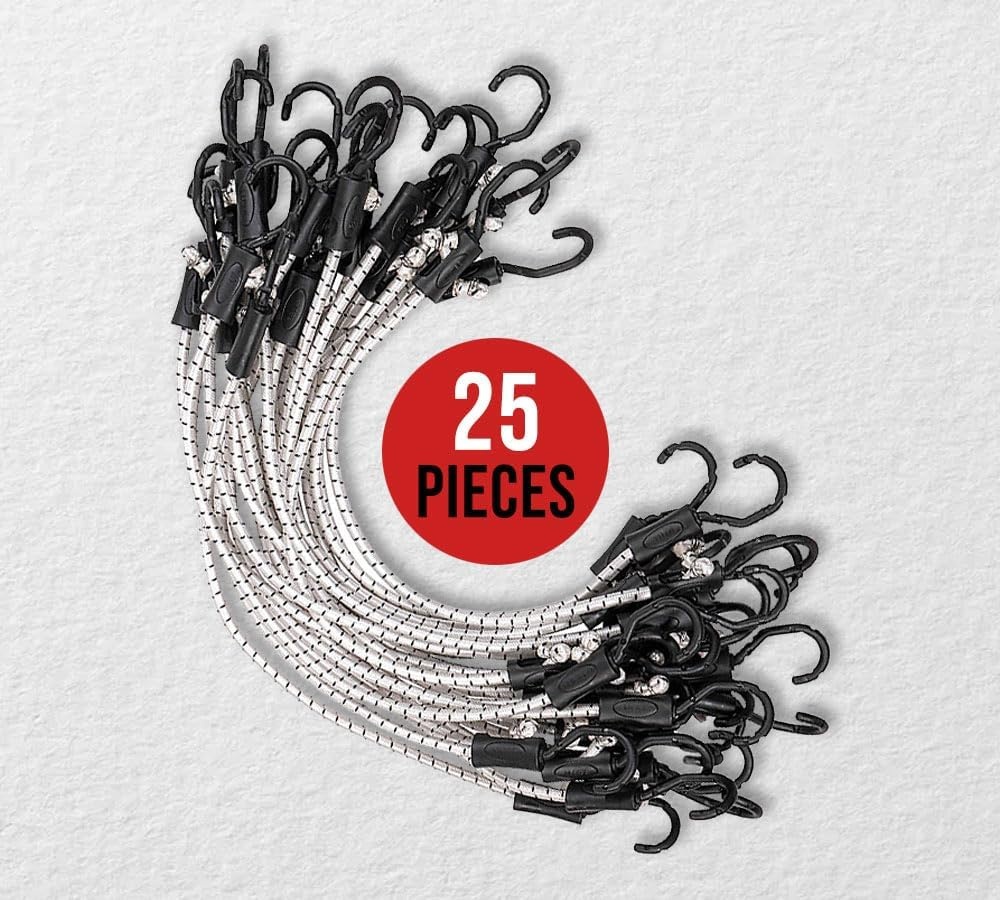 image:imageMytee Products 25 Pcs 36 Heavy Duty Adjustable Bungee Cords with Hook  Polypropylene PP Bungee Cords for Outdoor Camping Household  Extendable Upto 54 inches24 inch