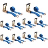 image:imageMytee Products 2 Pack 2 Inch x 15 FT Blue Ratchet Strap with J Hooks  10000 Lbs Breaking Strength  Heavy Duty Tie Down Cargo Truck Straps with Wire Hooks for Flatbed Truck Trailers PickupBlue