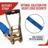 image:imageMytee Products 2 Pack 2 Inch x 15 FT Blue Ratchet Strap with J Hooks  10000 Lbs Breaking Strength  Heavy Duty Tie Down Cargo Truck Straps with Wire Hooks for Flatbed Truck Trailers PickupBlue
