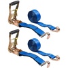 image:imageMytee Products 2 Pack 2 Inch x 15 FT Blue Ratchet Strap with J Hooks  10000 Lbs Breaking Strength  Heavy Duty Tie Down Cargo Truck Straps with Wire Hooks for Flatbed Truck Trailers PickupBlue