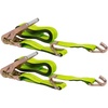 image:imageMytee Products 2 Pack 2 Inch x 15 FT Blue Ratchet Strap with J Hooks  10000 Lbs Breaking Strength  Heavy Duty Tie Down Cargo Truck Straps with Wire Hooks for Flatbed Truck Trailers PickupHI Viz Green