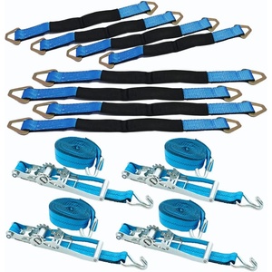 image:imageMytee Products 12 Pieces Axle Strap Tie Down Kit with Wire Hook Ratchet Straps 4 24 Inch and 4 36 Inch Axle Strap Kit with 4 15 Feet Ratchet Strap wWire Hook